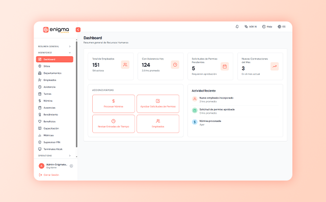 Panel web Enigma Workforce